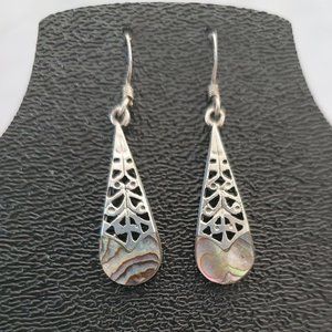 Vintage Silver and Abalone Dangle Earrings